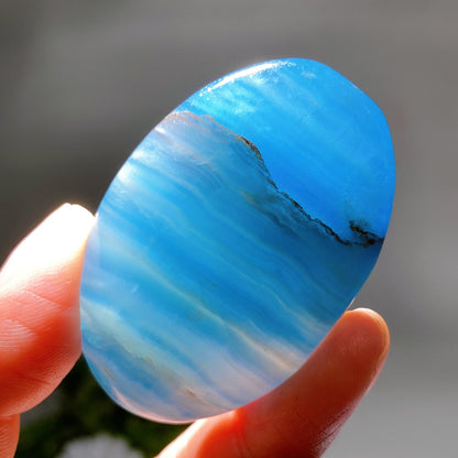 4-5.5cm Blue Onyx Heart Palm Stone Crystal Healing Bulk Wholesale