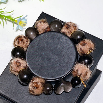 Crystal Bracelet with Fluffball Decor Crystal Healing Bulk Wholesale