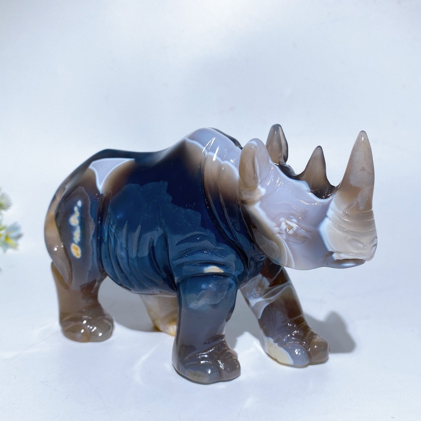 5.5" Unique Agate Rhinoceros Carving Crystal Healing Bulk Wholesale