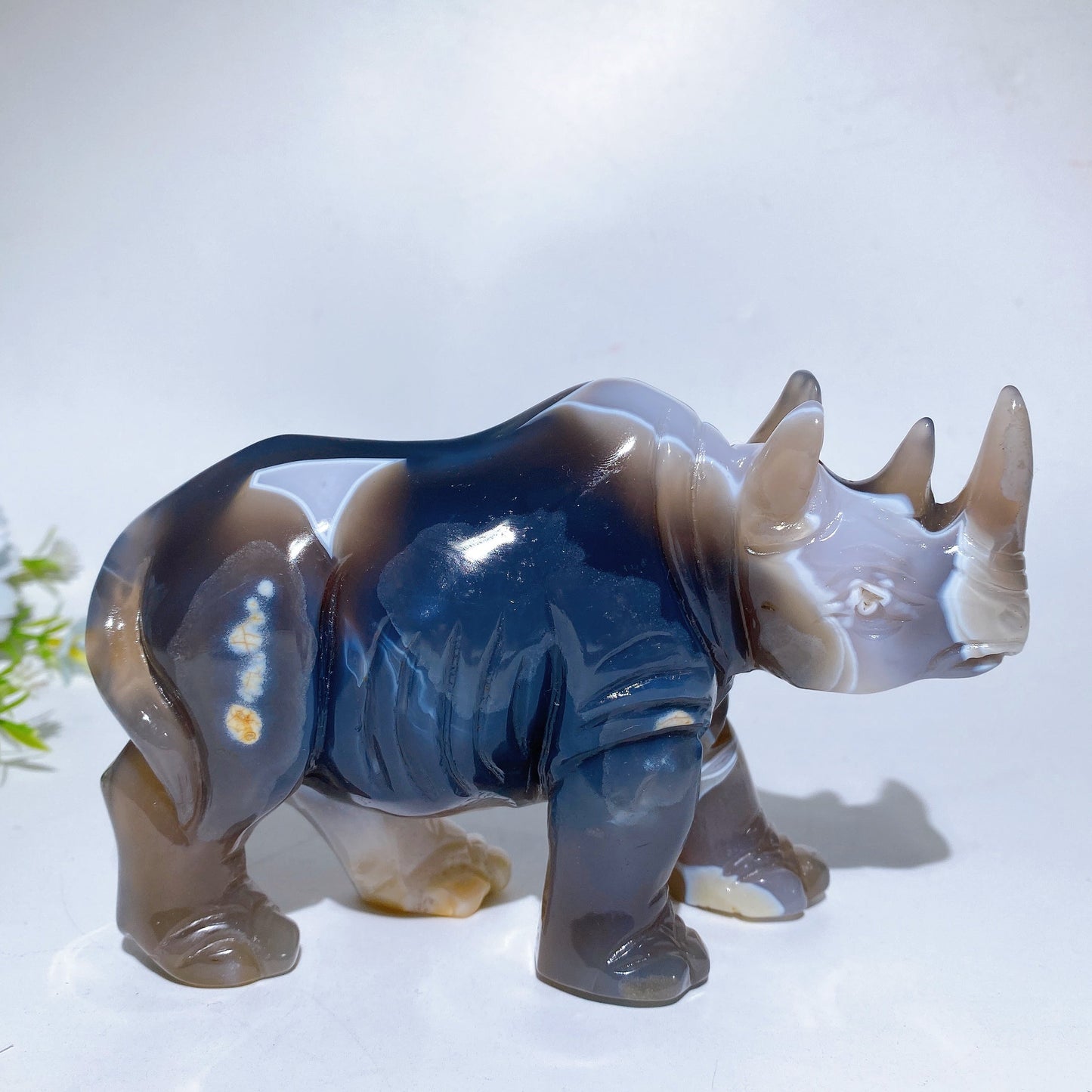 5.5" Unique Agate Rhinoceros Carving Crystal Healing Bulk Wholesale