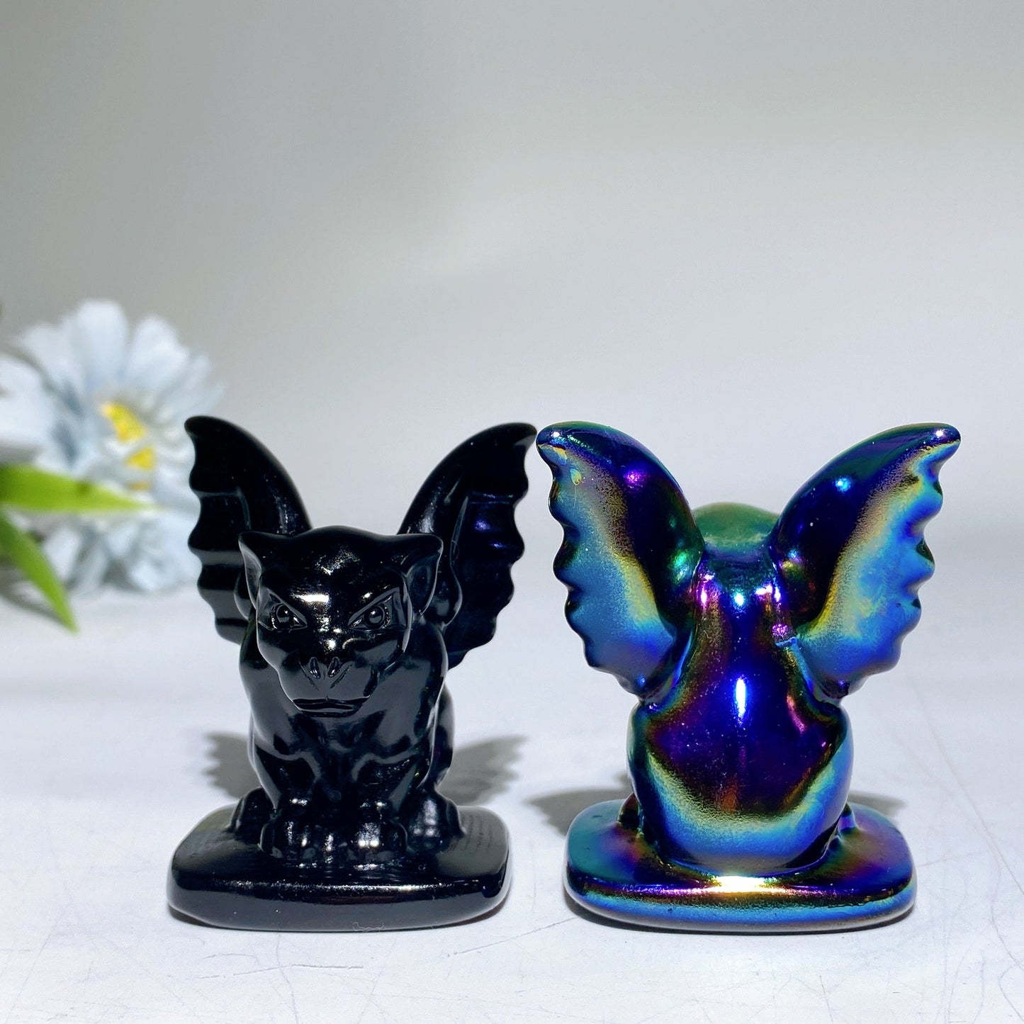 2.1" Aura Crystal Black Obsidian Gargoyle Carvings Crystal Healing Bulk Wholesale