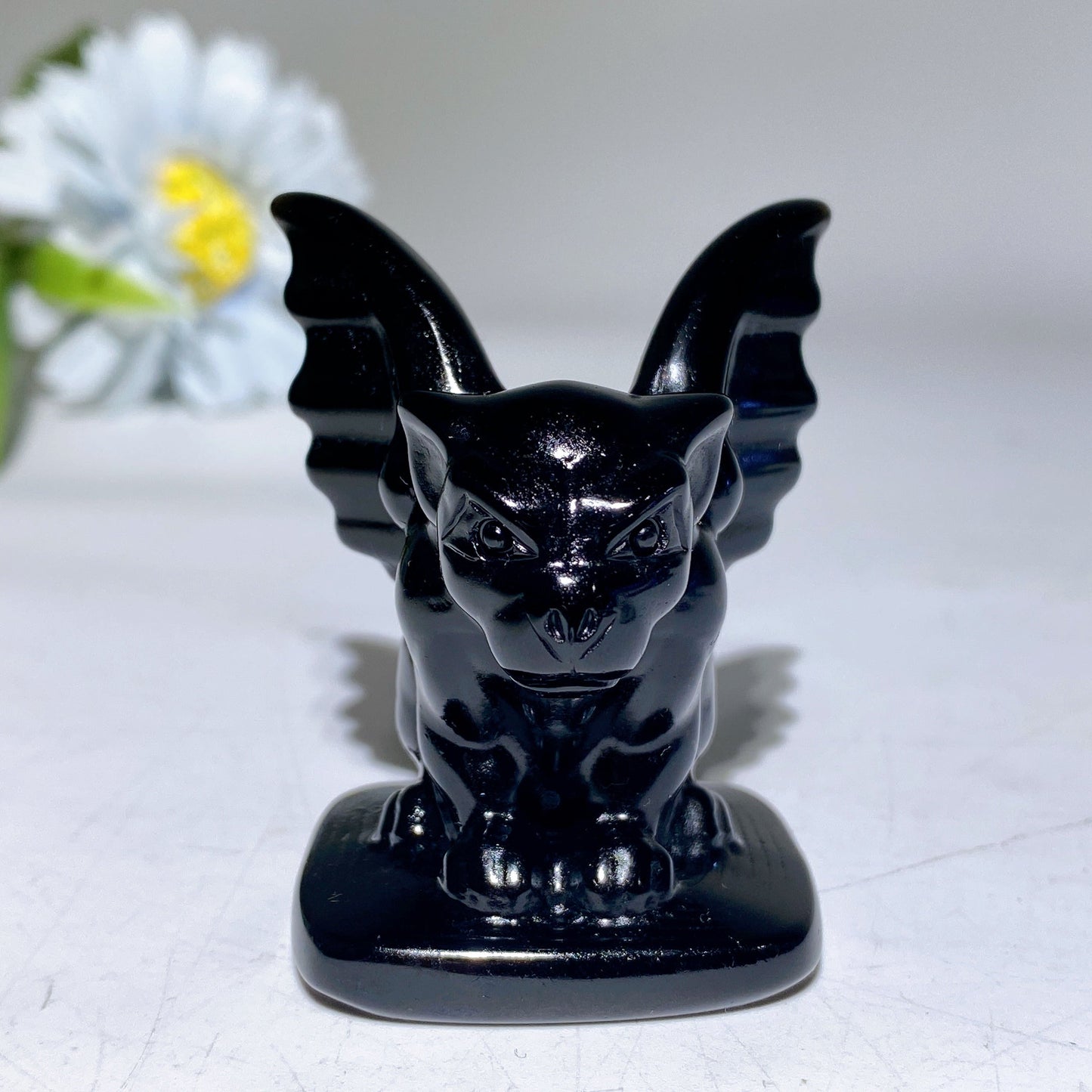 2.1" Aura Crystal Black Obsidian Gargoyle Carvings Crystal Healing Bulk Wholesale