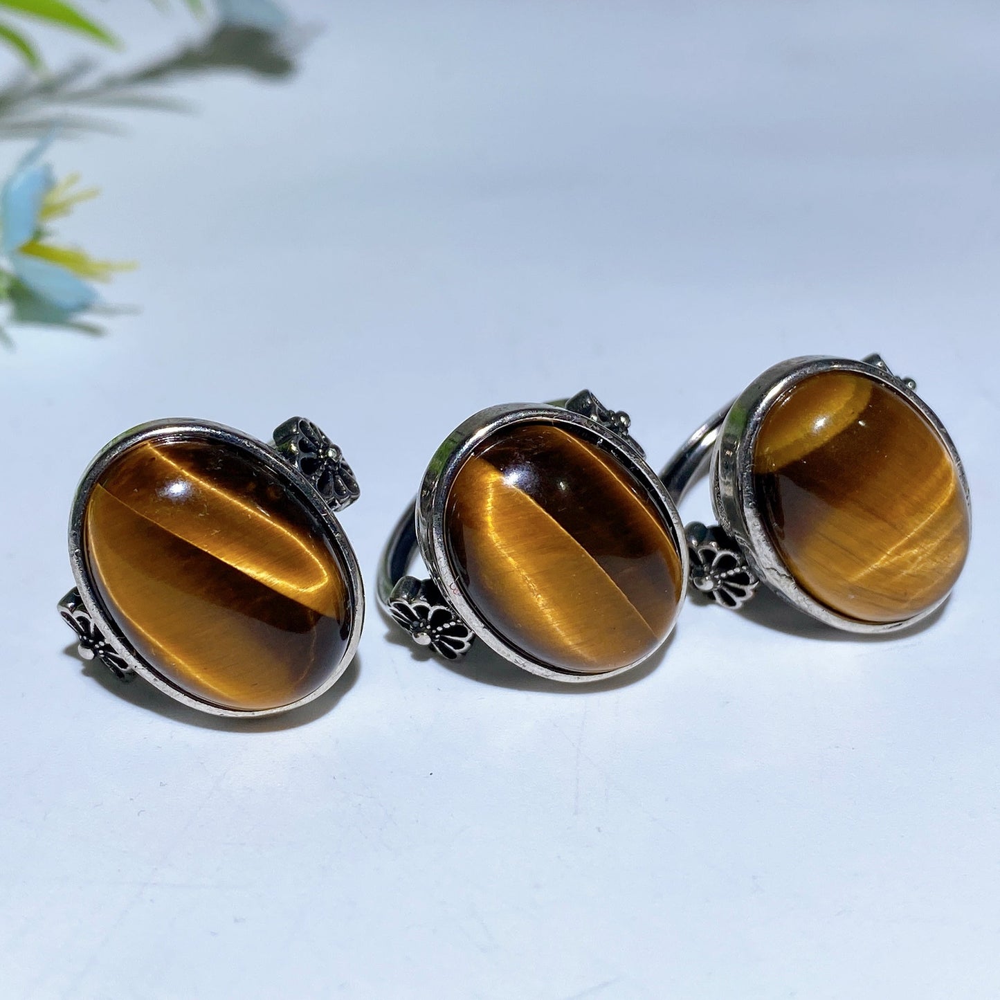 16-20mm Adjustable White Copper Rings Crystal Healing Bulk Wholesale