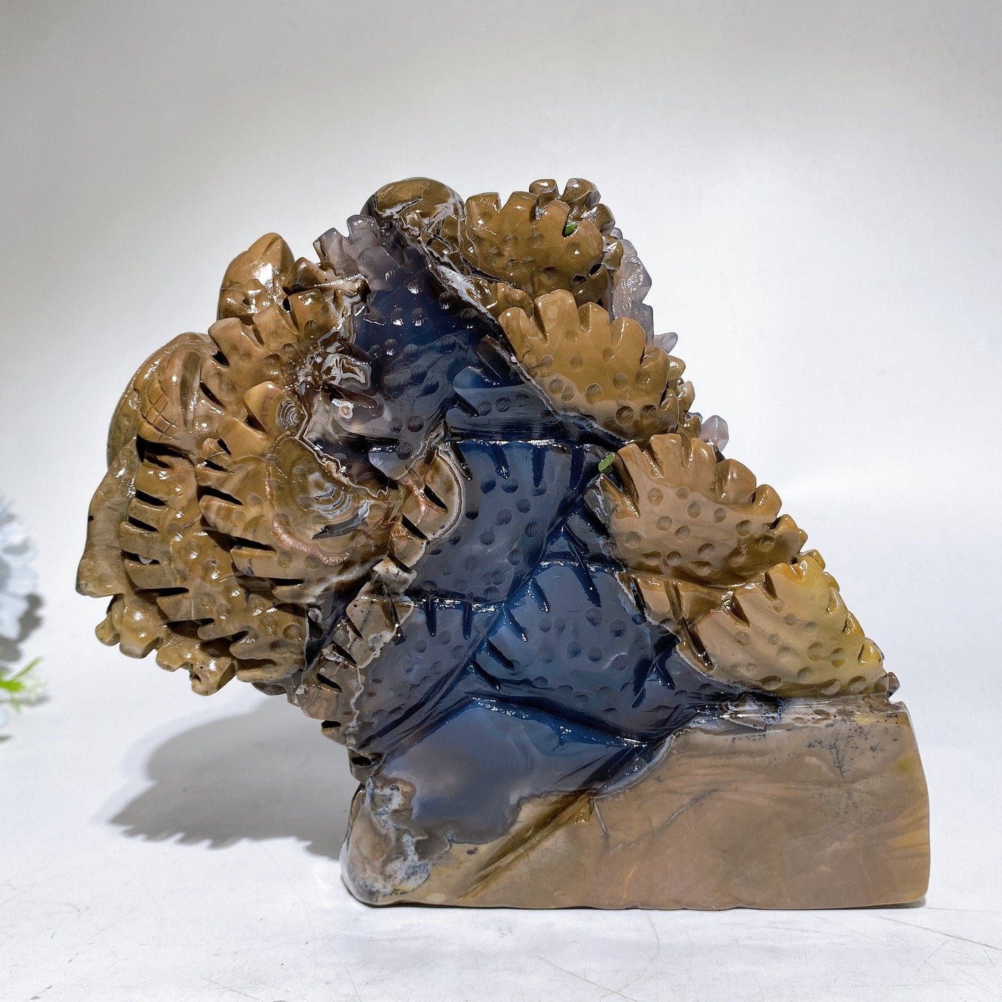 15.5cm Unique UV Reactive Volcanic Agate Ocean World Carving Crystal Healing Bulk Wholesale