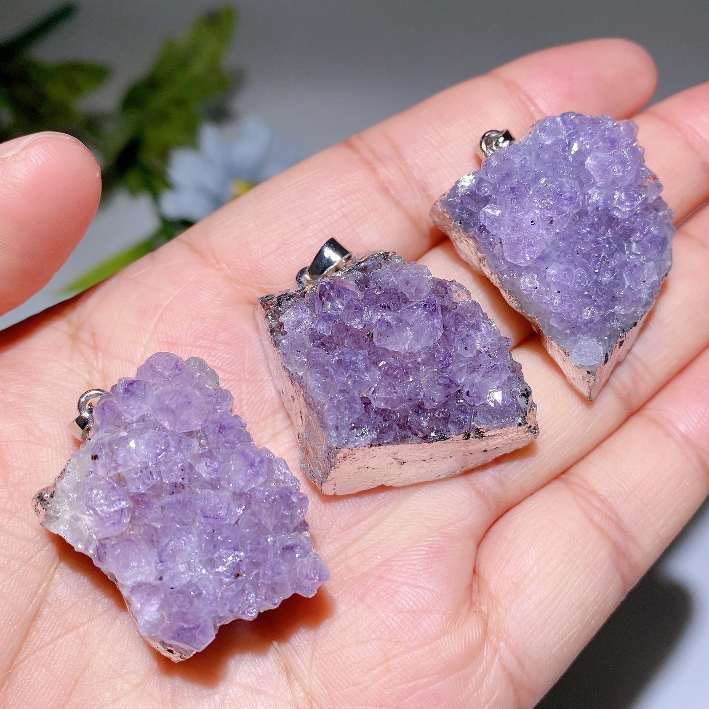 28-30mm Amethyst Cluster Pendant Crystal Healing Bulk Wholesale