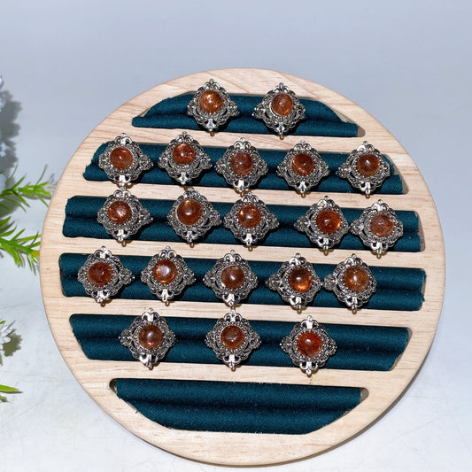 Cooper Silver Plated Golden Sunstone Ring Crystal Healing Bulk Wholesale