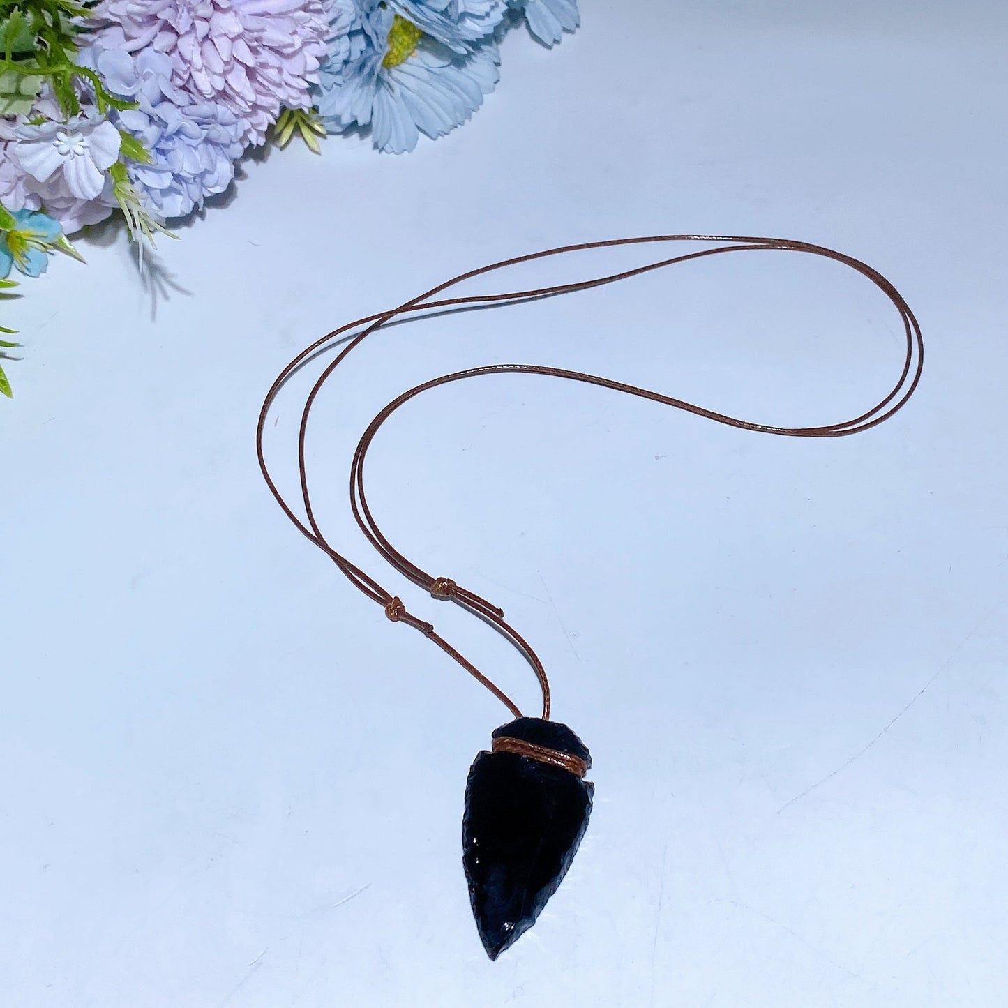 Raw Black Obsidian Pendant with Rope Necklace Crystal Healing Bulk Wholesale
