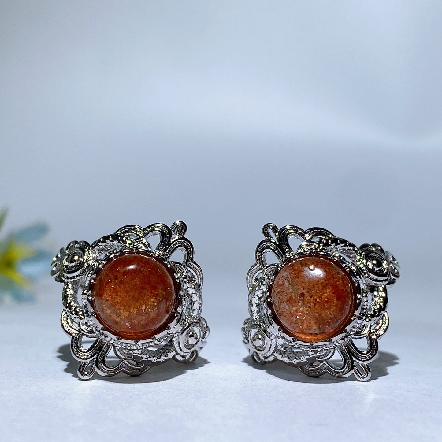 Cooper Silver Plated Golden Sunstone Ring Crystal Healing Bulk Wholesale