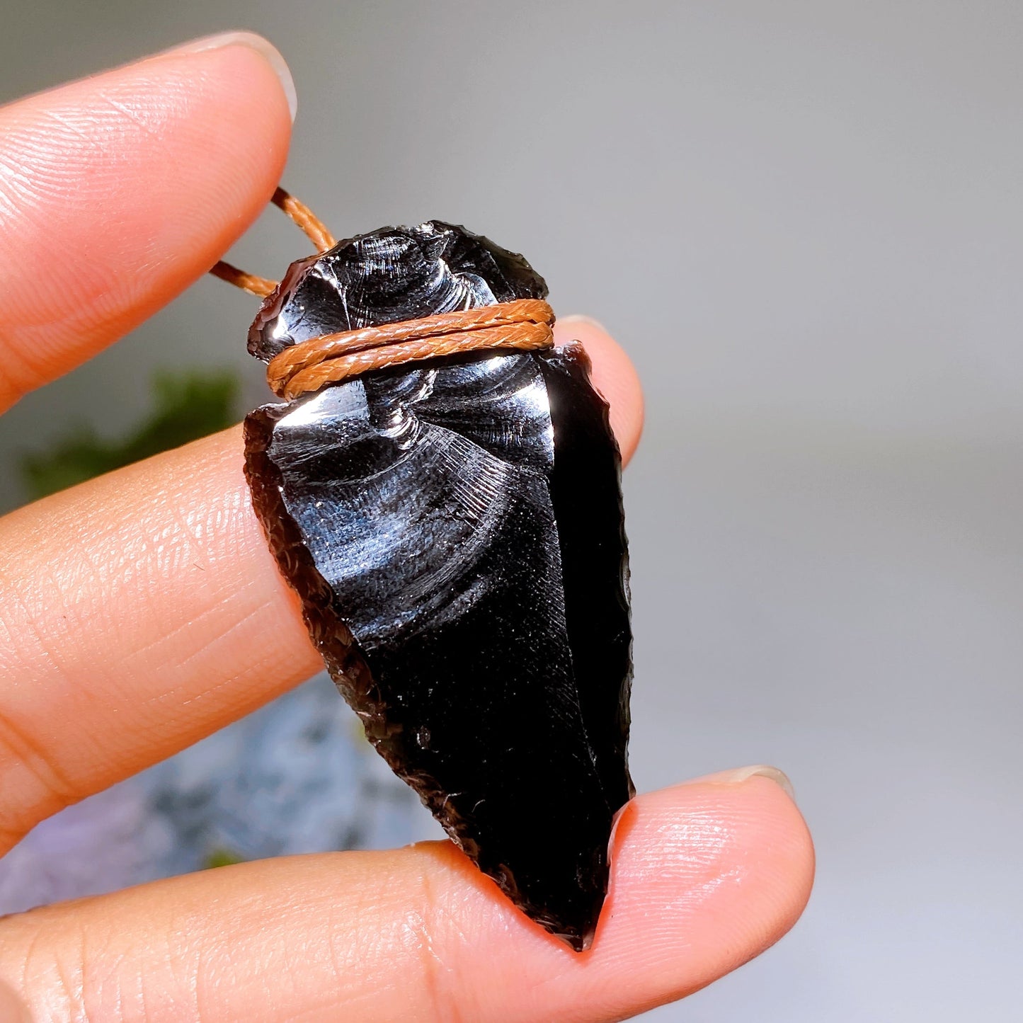Raw Black Obsidian Pendant with Rope Necklace Crystal Healing Bulk Wholesale