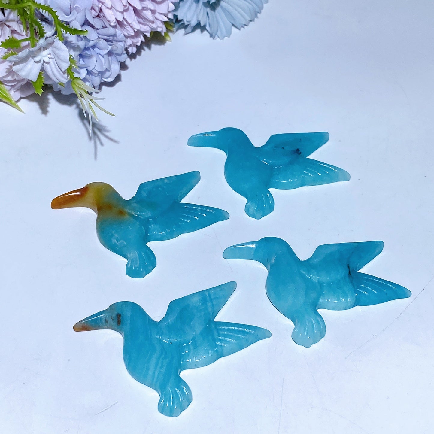 2.2" Sky Blue Hummingbird Carving Crystal Healing Bulk Wholesale