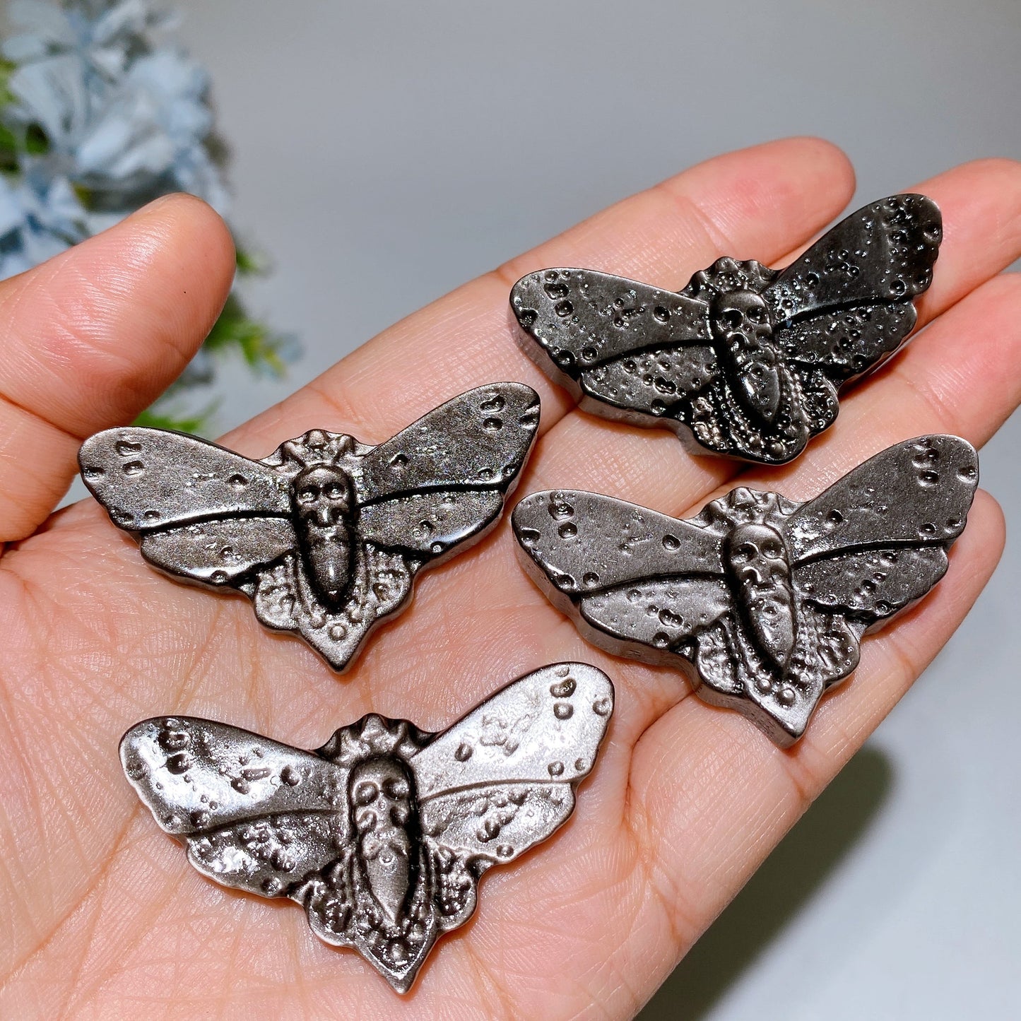 1.9” Silver Obsidian Butterfly Carving Crystal Healing Bulk Wholesale