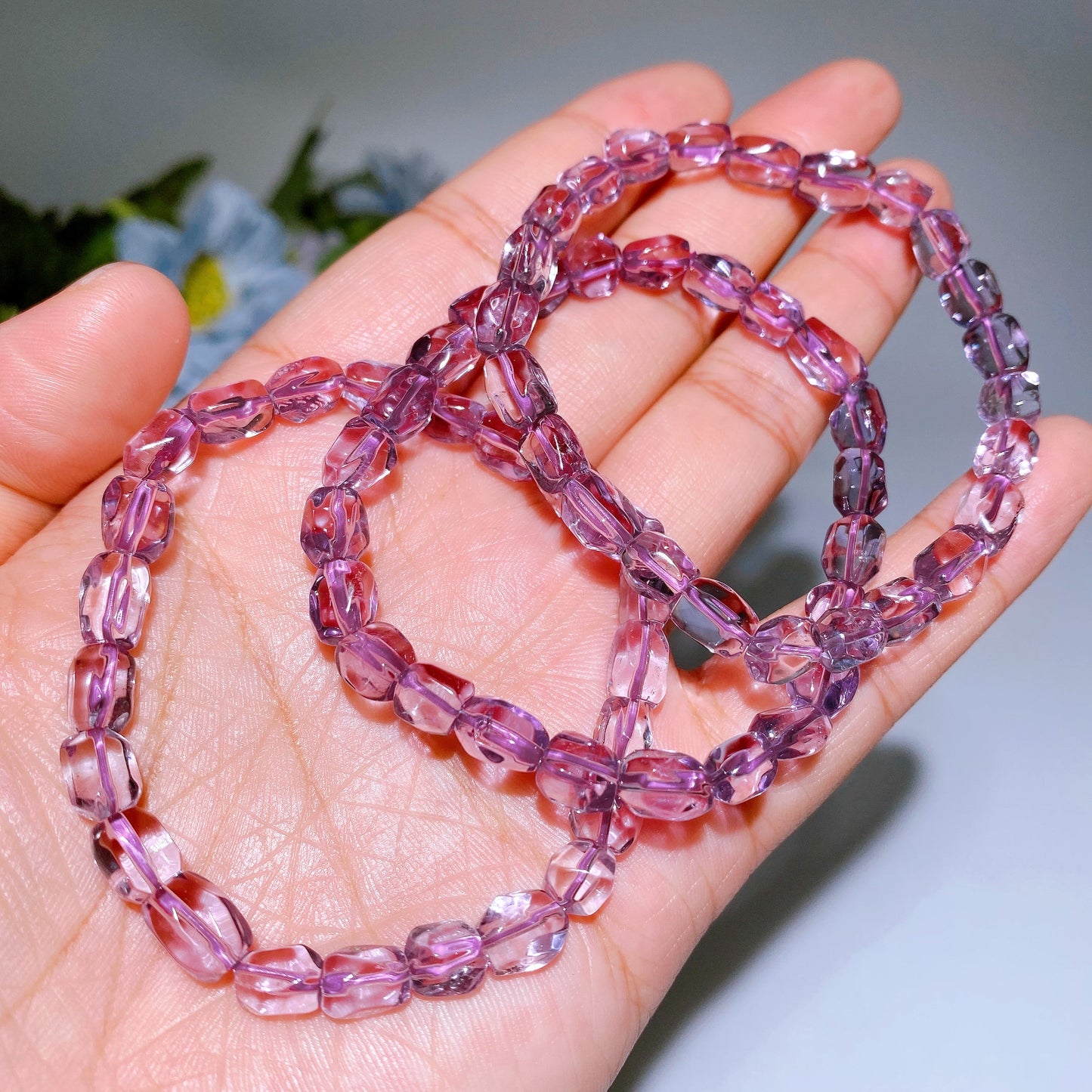 8mm Amethyst Iregular Faceted Bracelet Crystal Healing Bulk Wholesale
