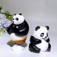 2.8"-4.0" White Jade Panda Carving with Painting Crystal Healing Bulk Wholesale