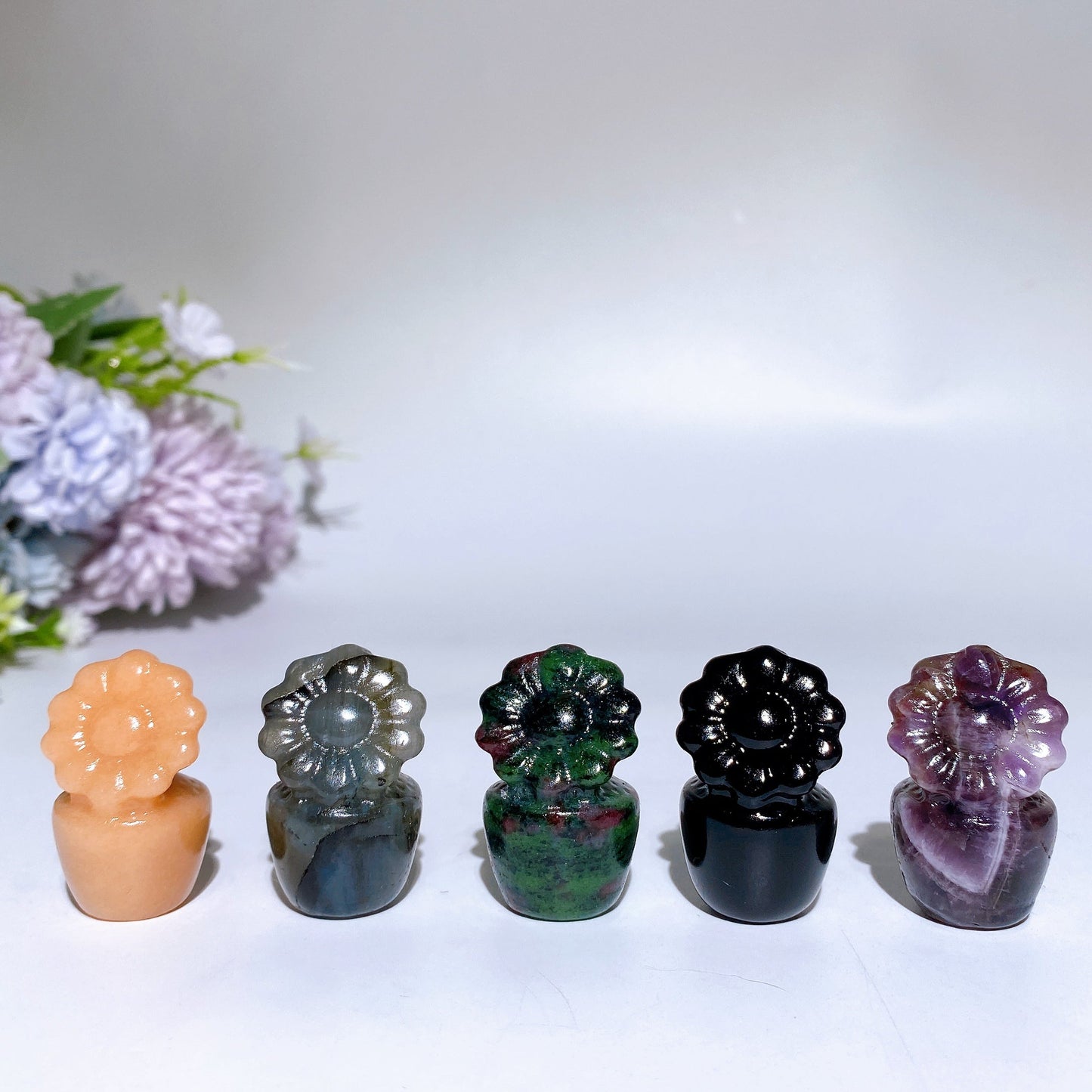 1.4" Crystal Flower Bonsai Carving Crystal Healing Bulk Wholesale