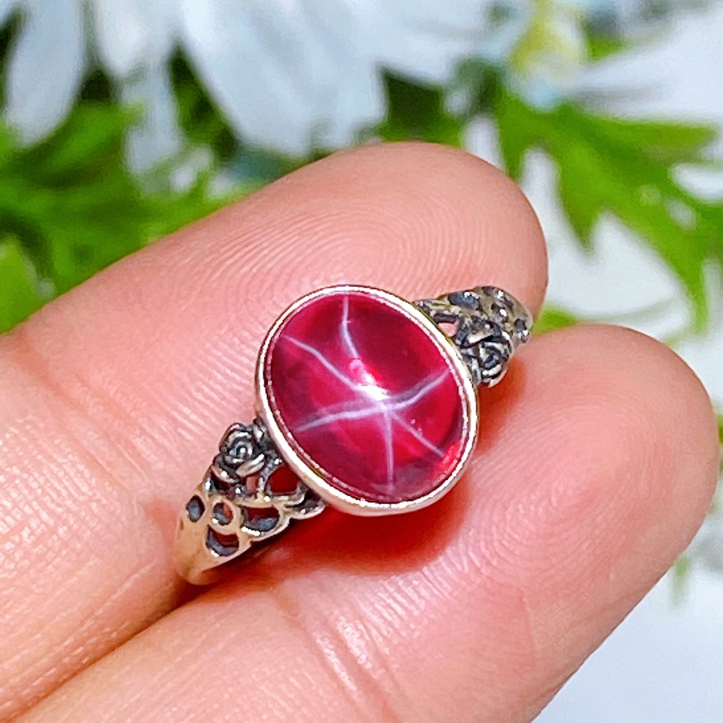 S925 Star Ruby Ring Crystal Healing Bulk Wholesale