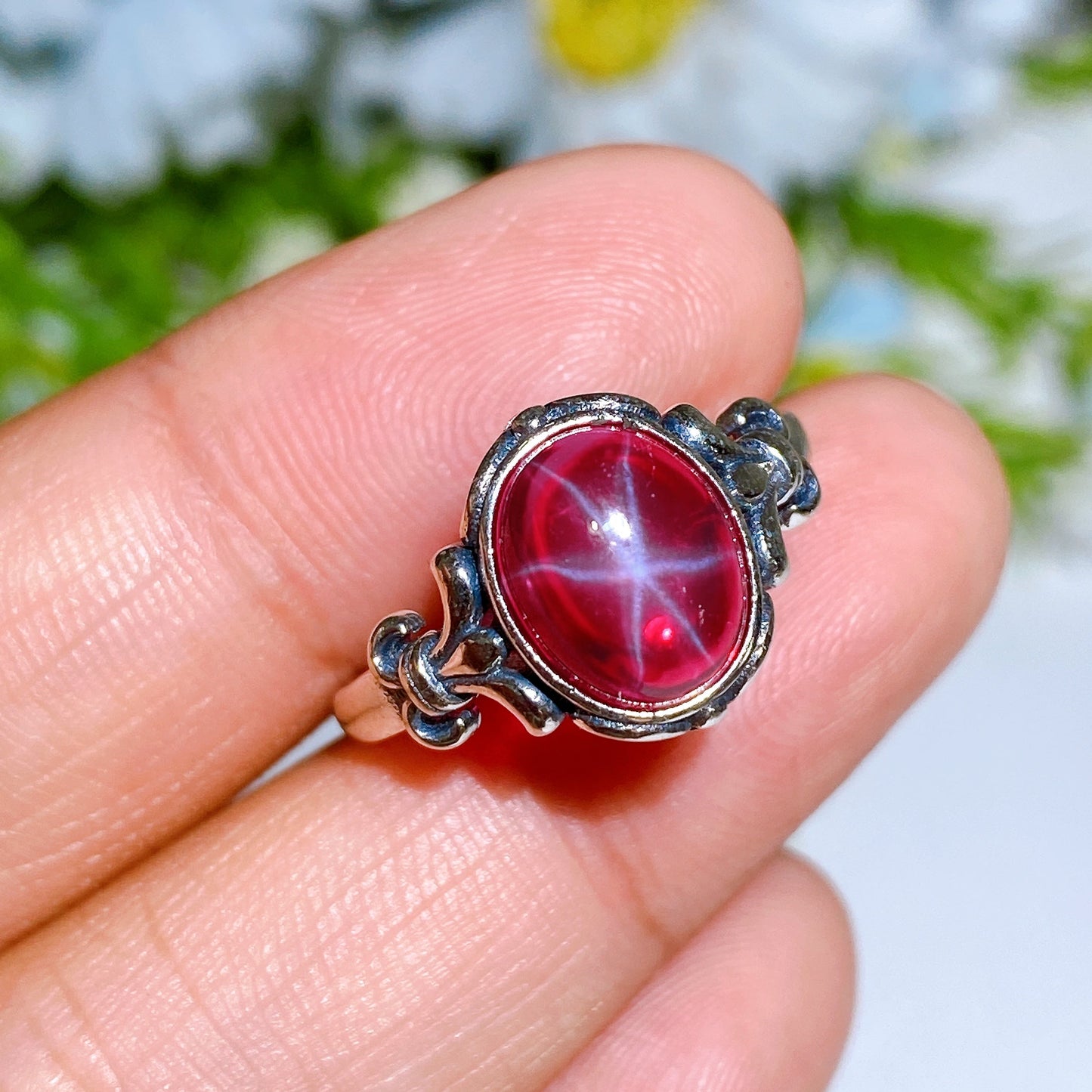 S925 Star Ruby Ring Crystal Healing Bulk Wholesale