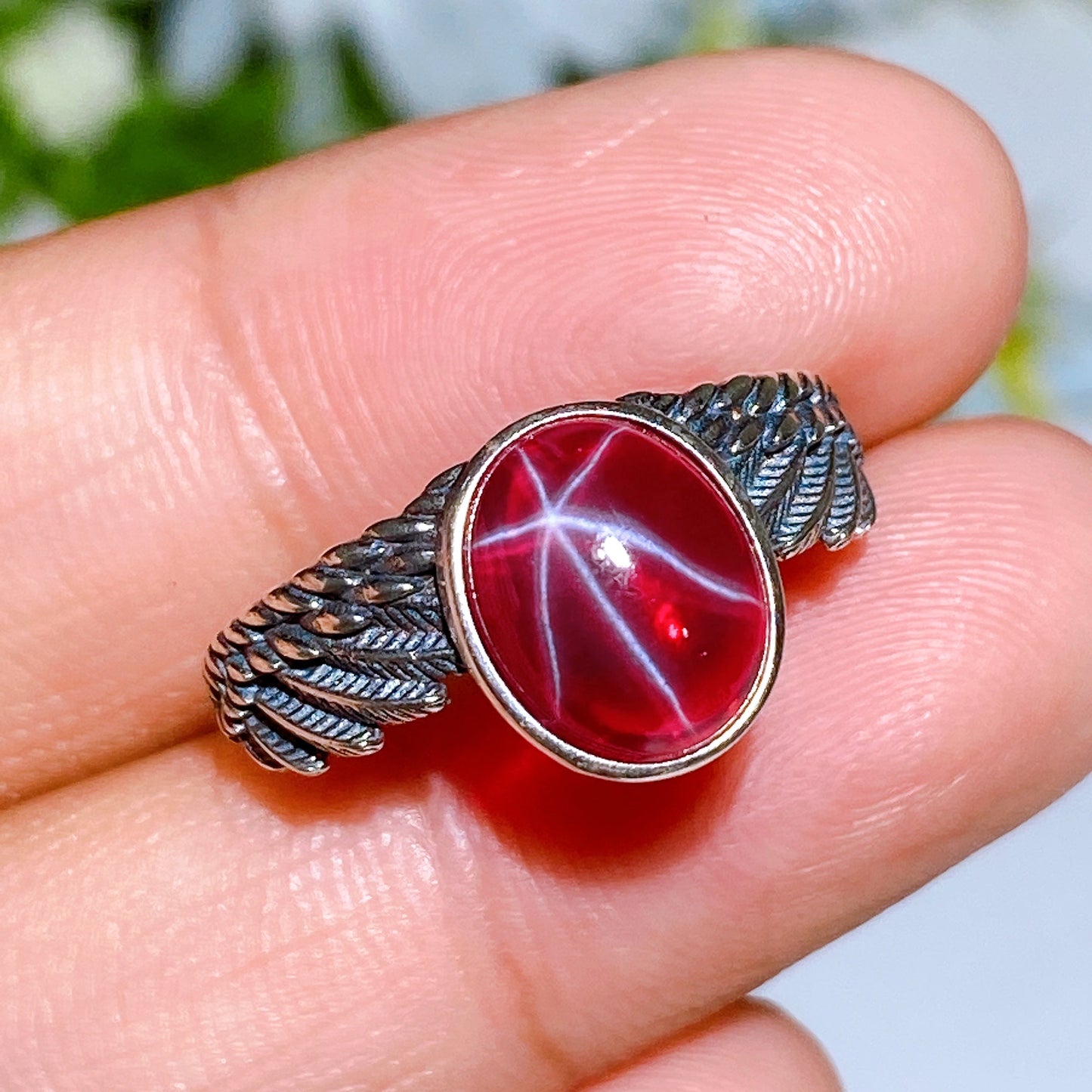 S925 Star Ruby Ring Crystal Healing Bulk Wholesale