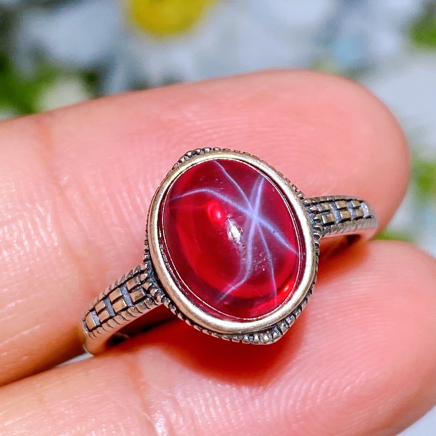 S925 Star Ruby Ring Crystal Healing Bulk Wholesale