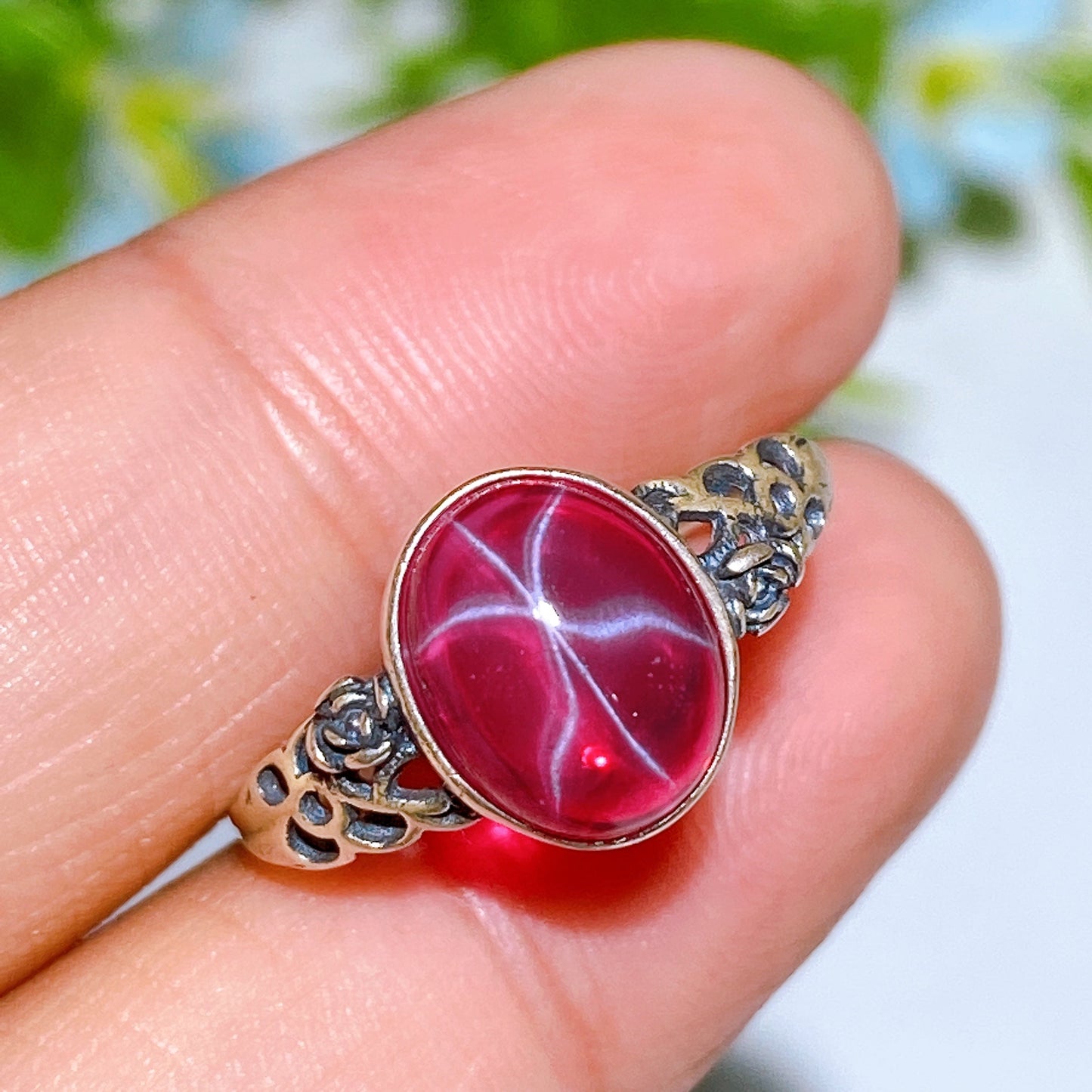 S925 Star Ruby Ring Crystal Healing Bulk Wholesale