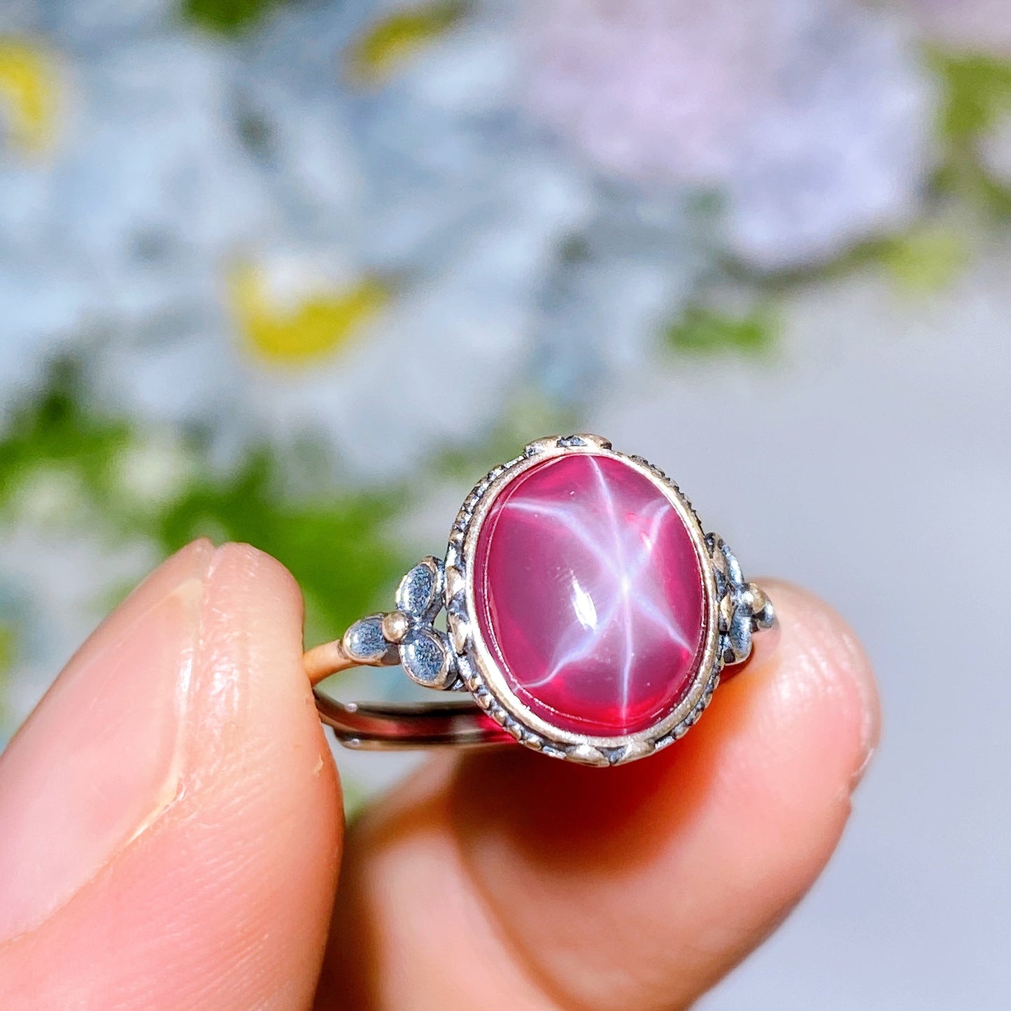 S925 Star Ruby Ring Crystal Healing Bulk Wholesale
