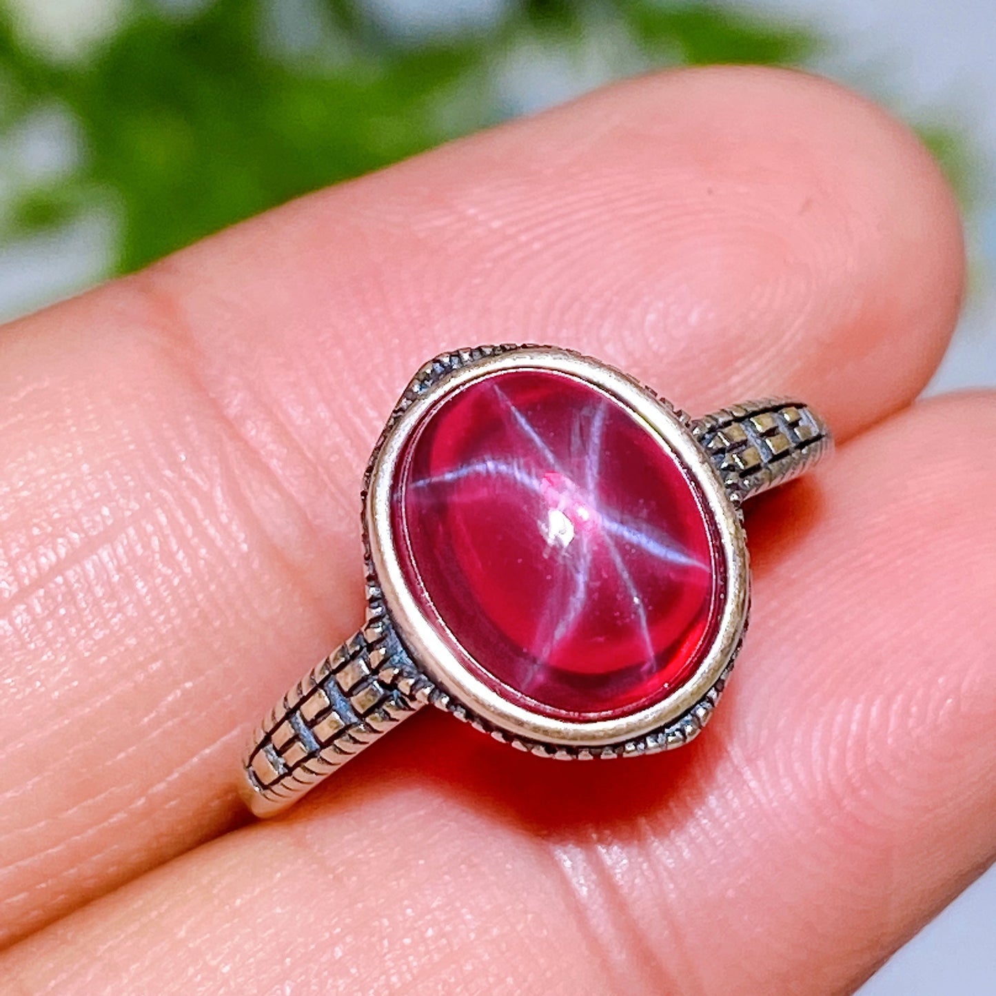S925 Star Ruby Ring Crystal Healing Bulk Wholesale