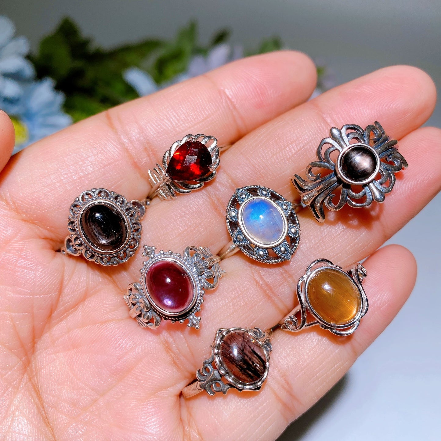 S925 Crystal Ring Crystal Healing Bulk Wholesale