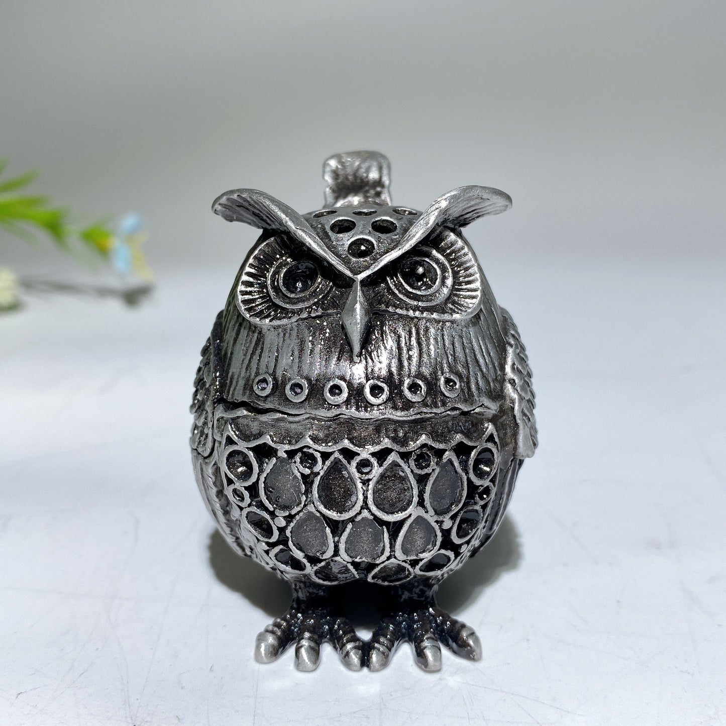2.2" Silver Metal Owl Shape Stand Crystal Healing Bulk Wholesale