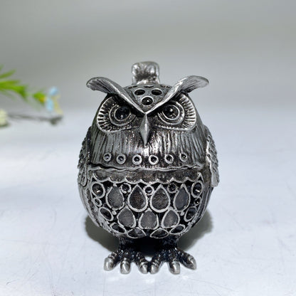 2.2" Silver Metal Owl Shape Stand Crystal Healing Bulk Wholesale