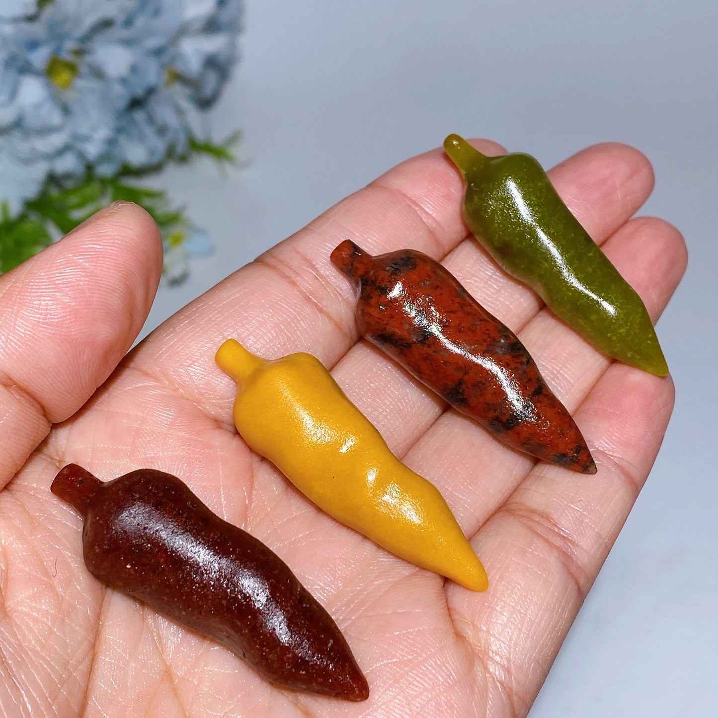 1.9" Crystal Chili Vegetable Carving Crystal Healing Bulk Wholesale