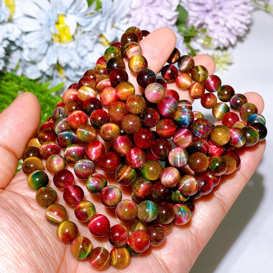 6-8mm Galaxy Tiger's Eye Bracelet Crystal Healing Bulk Wholesale