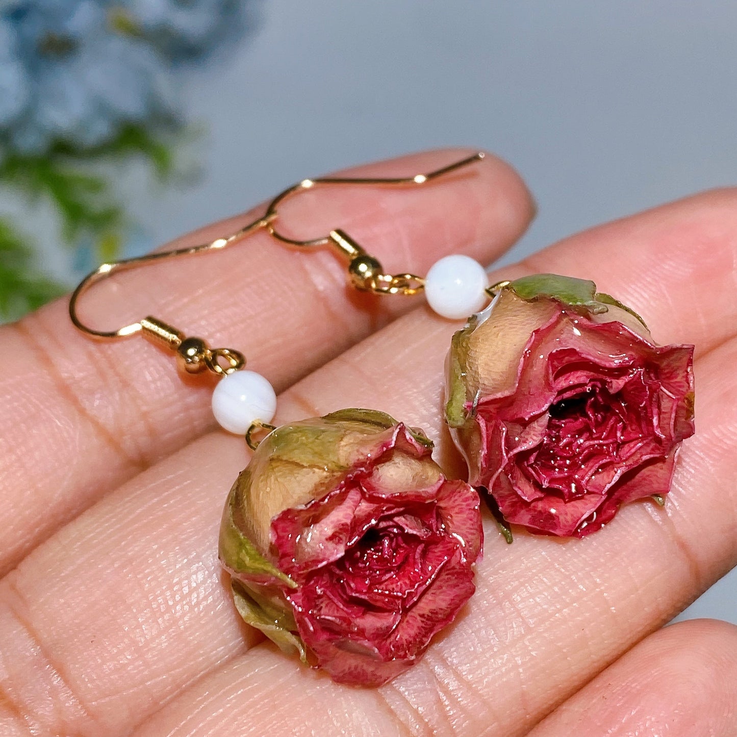Natural Rose Flower Earring Crystal Healing Bulk Wholesale