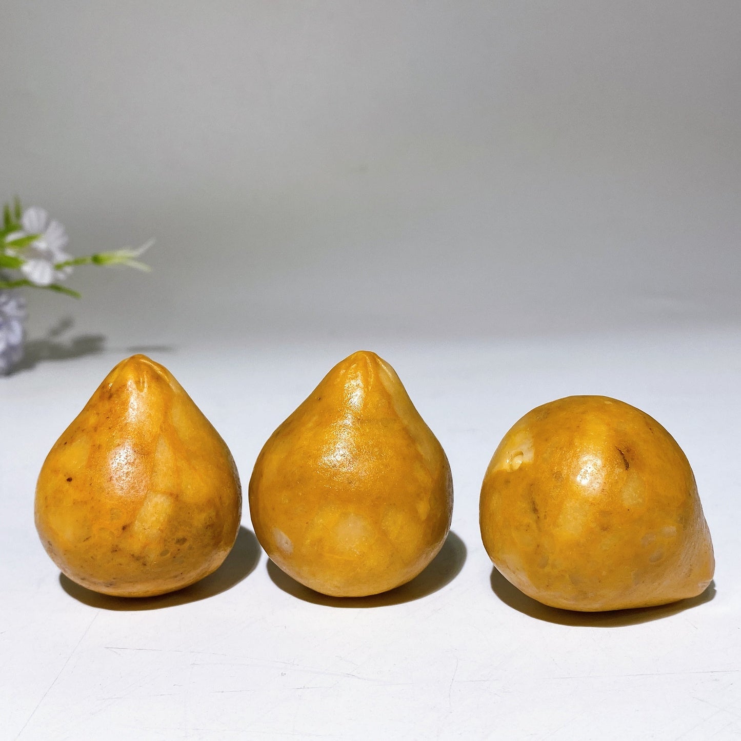 1.7" Yellow Jade Grapefruit Fruit Carving Crystal Healing Bulk Wholesale