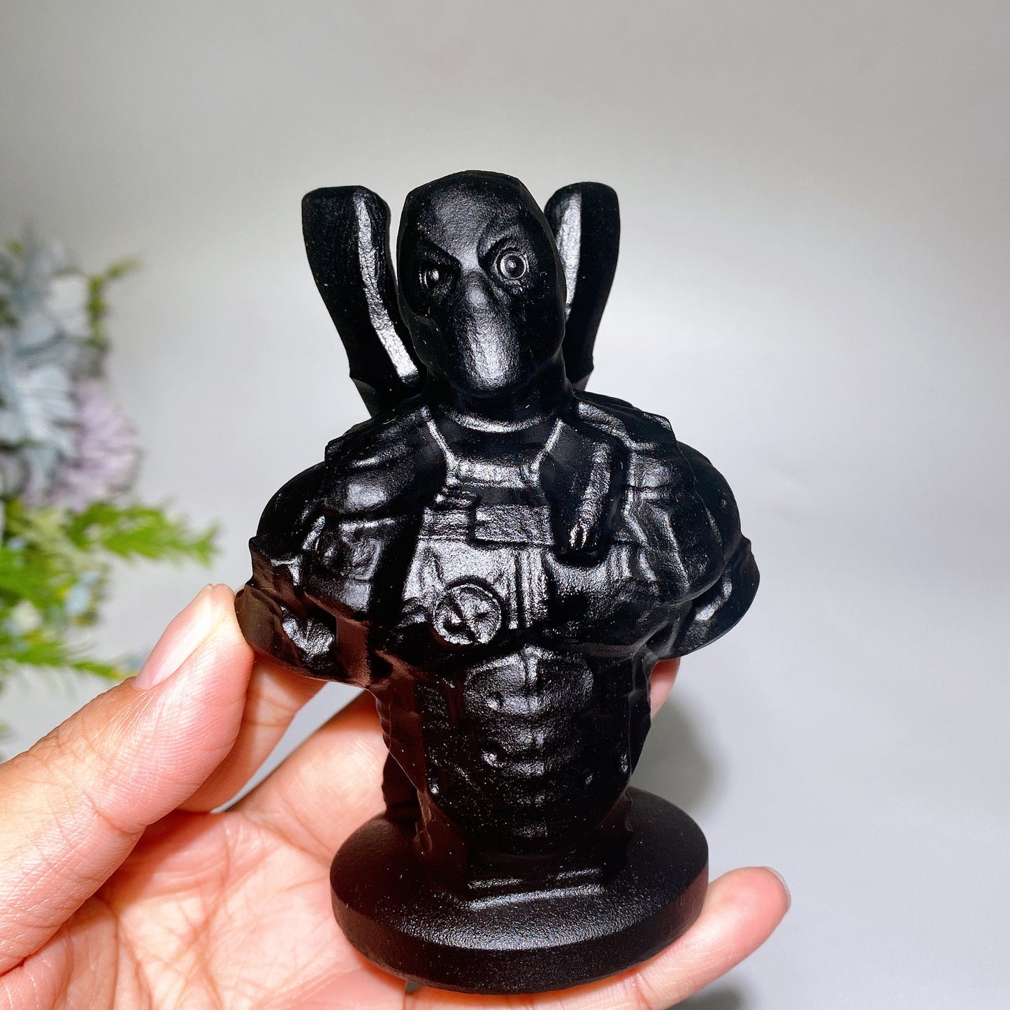 3.8" Black Obsidian Deadpool Carving Crystal Healing Bulk Wholesale