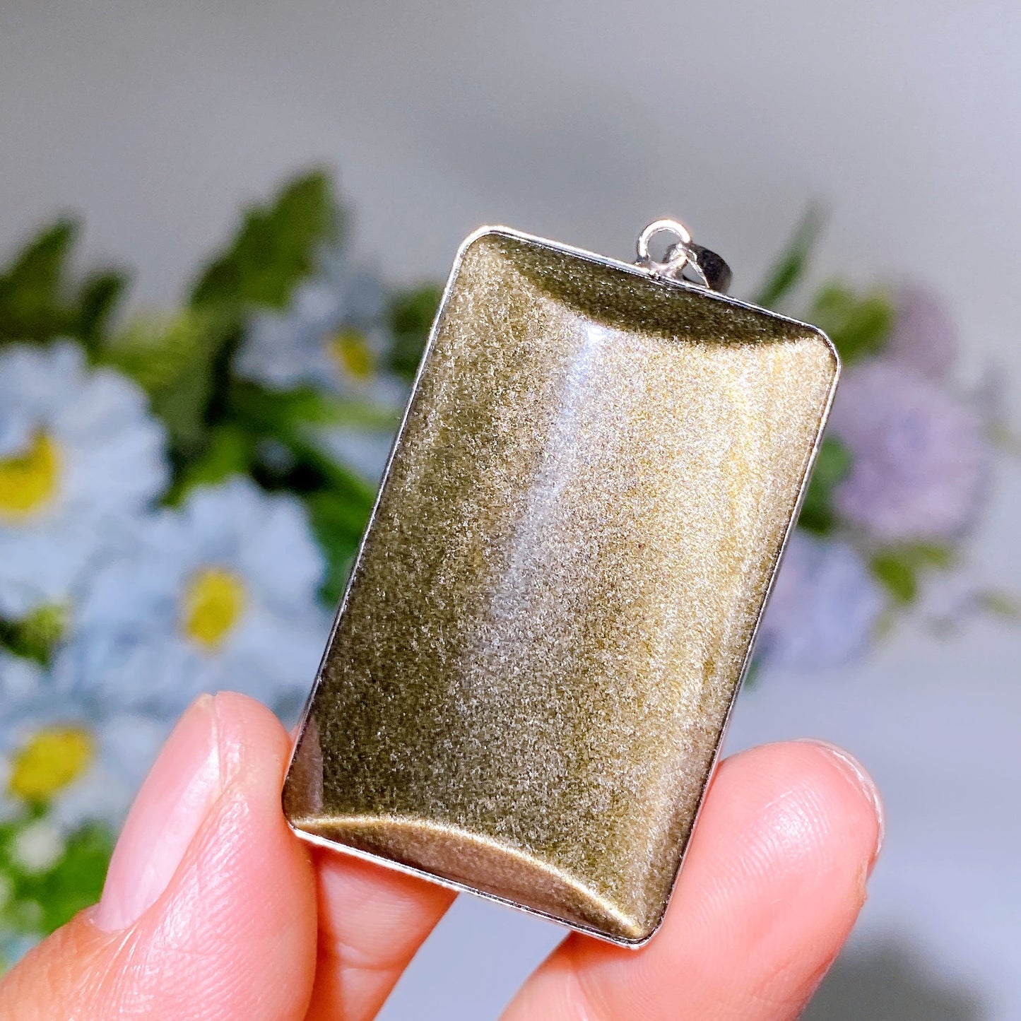 Golden Obsidian Square Pendant Crystal Healing Bulk Wholesale