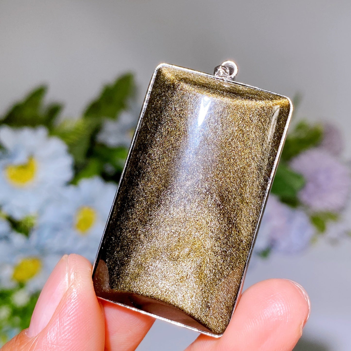 Golden Obsidian Square Pendant Crystal Healing Bulk Wholesale
