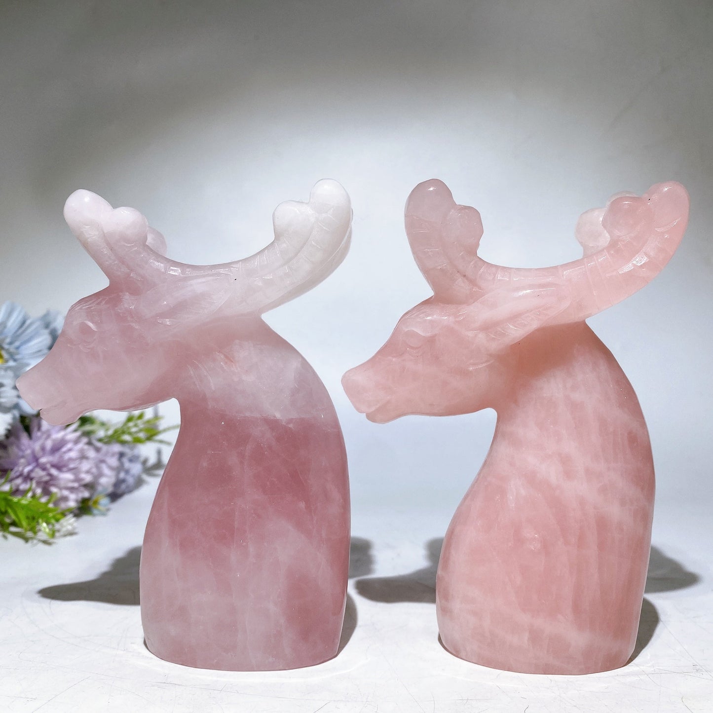 15cm Rose Quartz Deer Carving for Christmas Crystal Healing Bulk Wholesale