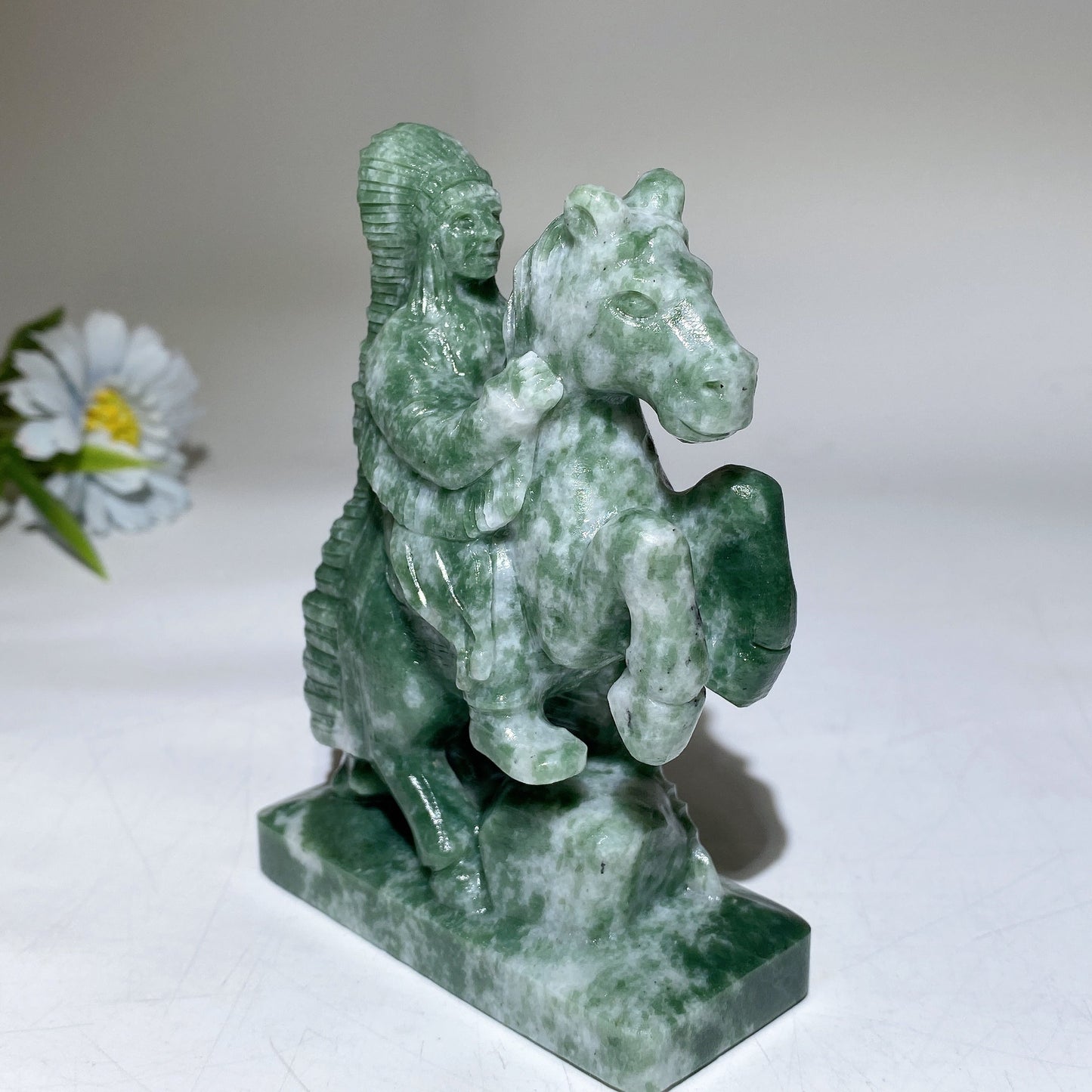 4.9" Yooperlite Green Dot Jade Horse Indian Carving Crystal Healing Bulk Wholesale