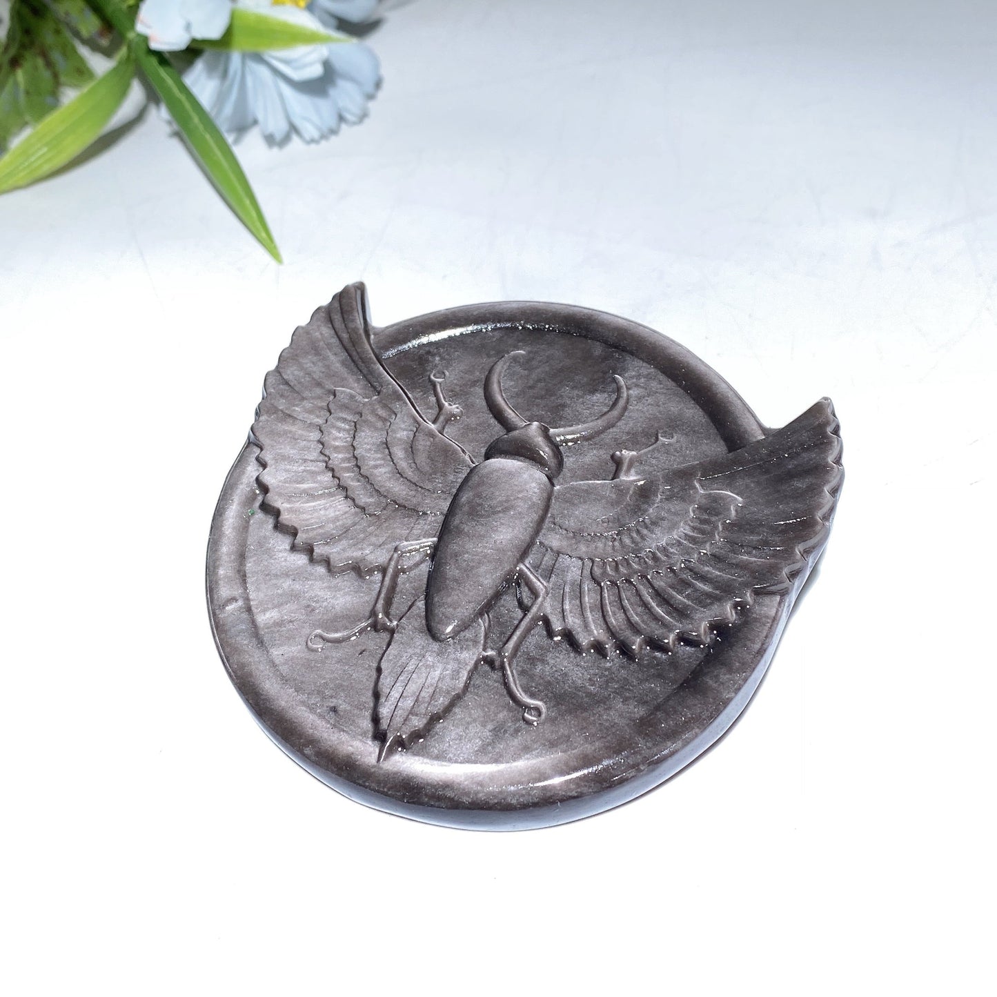 3.4" Golden Obsidian Silver Obsidian Insect Carving Crystal Healing Bulk Wholesale