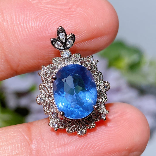 Cooper Silver Plated Lapis Blue Fluorite Pendant Crystal Healing Bulk Wholesale