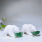 3.2" White Jade Bear with Aventurine Fish Carving Crystal Healing Bulk Wholesale