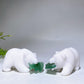3.2" White Jade Bear with Aventurine Fish Carving Crystal Healing Bulk Wholesale
