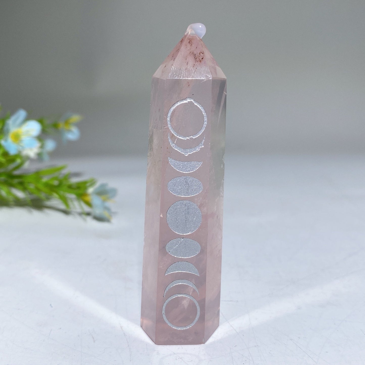 3.0" Crystal Point with Moon Printing Crystal Healing Bulk Wholesale