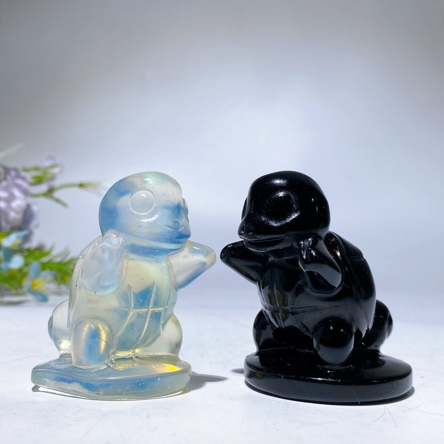2.2" Opalite Black Obsidian Squirtle Carving Crystal Healing Bulk Wholesale