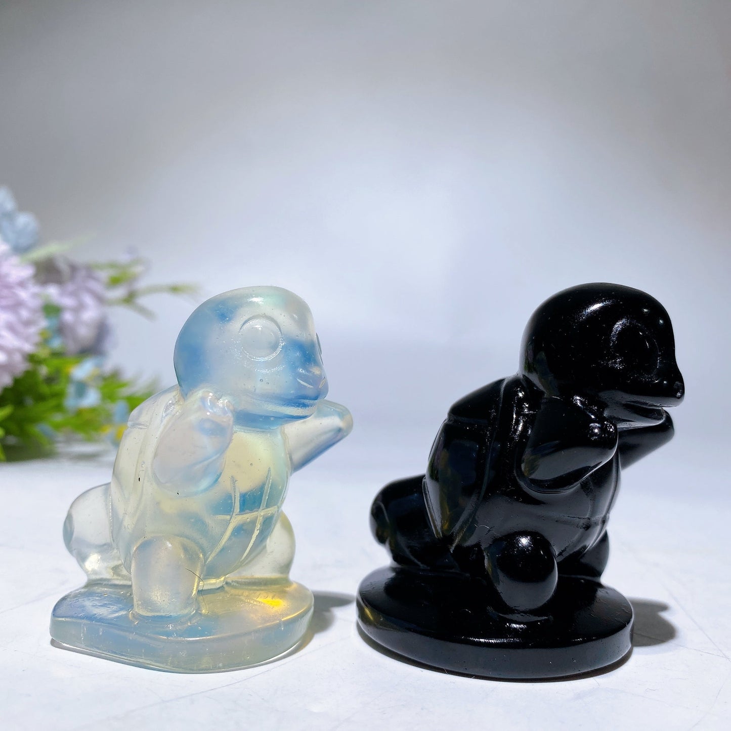 2.2" Opalite Black Obsidian Squirtle Carving Crystal Healing Bulk Wholesale