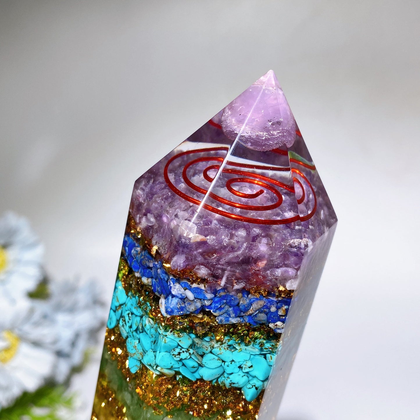 5.4" Chakra Chips Resin Tower Crystal Healing Bulk Wholesale