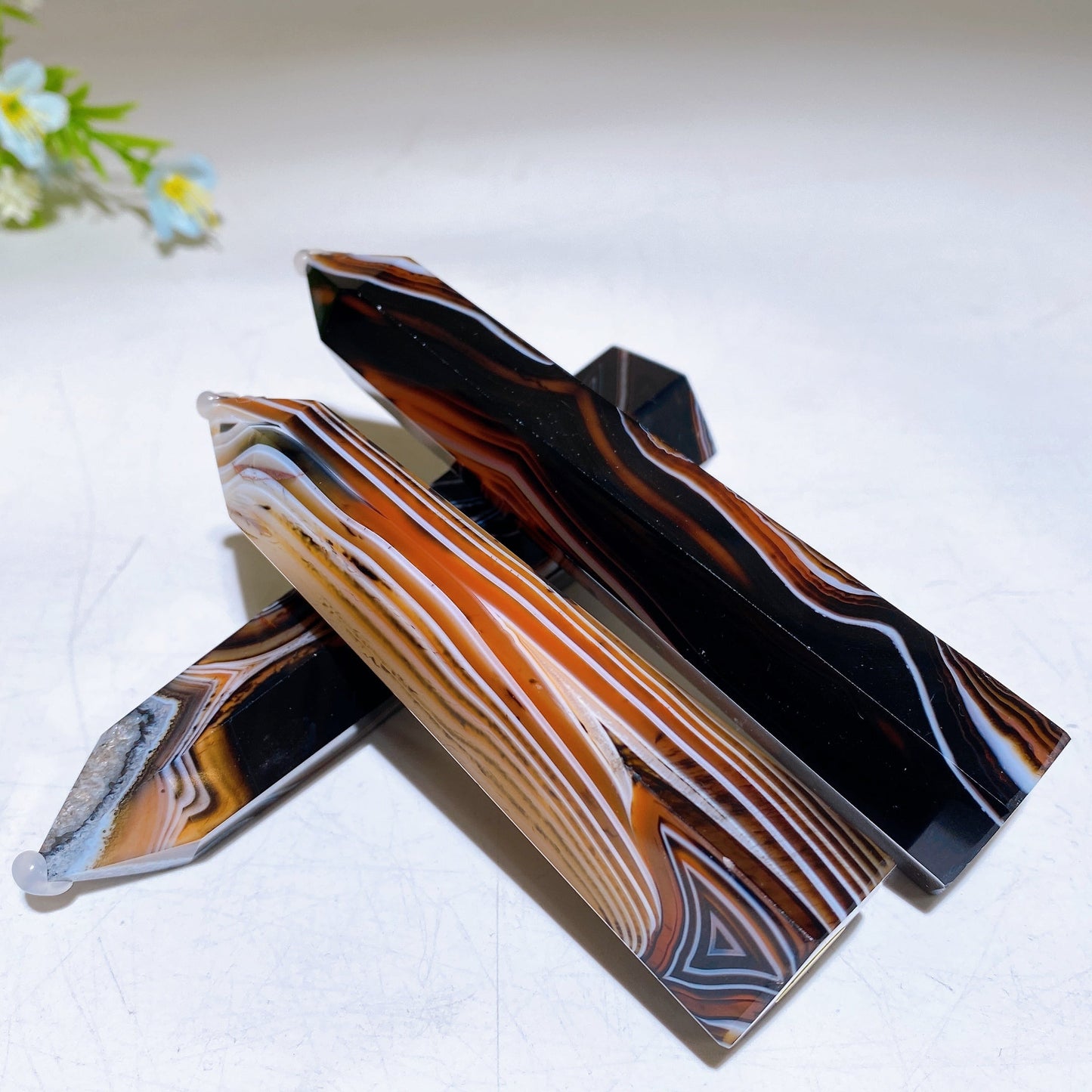 3.3"-4.6" Black Sardonyx Crystal Point Crystal Healing Bulk Wholesale