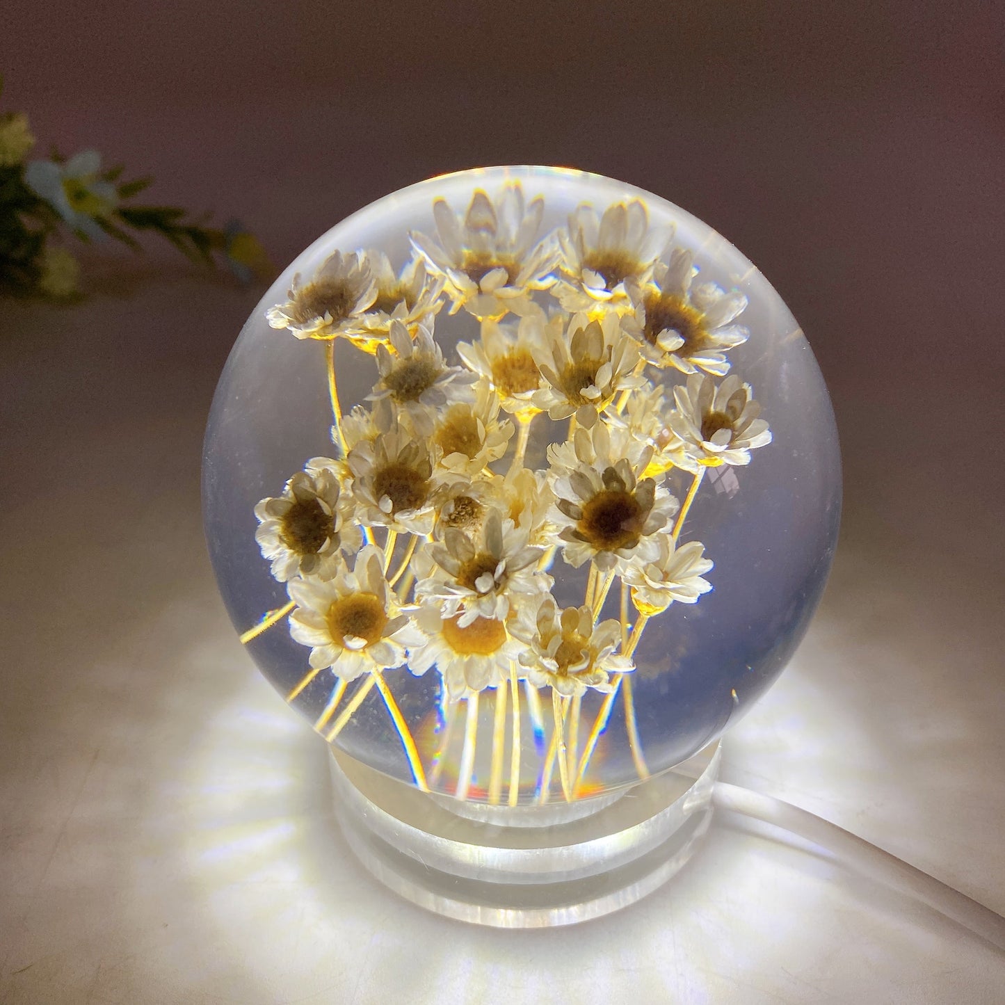 70mm 80mm Resin Flower Sphere Crystal Healing Bulk Wholesale