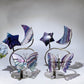 Rainbow Fluorite Moon Star Butterfly Wings Carving with Stand Crystal Healing Bulk Wholesale