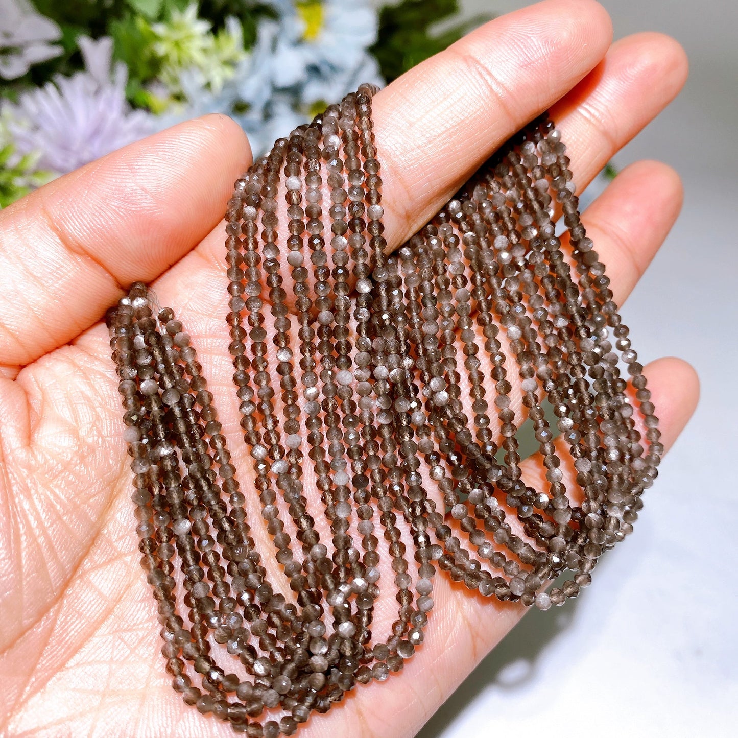 2mm Faceted Crystal Beads String Crystal Healing Bulk Wholesale