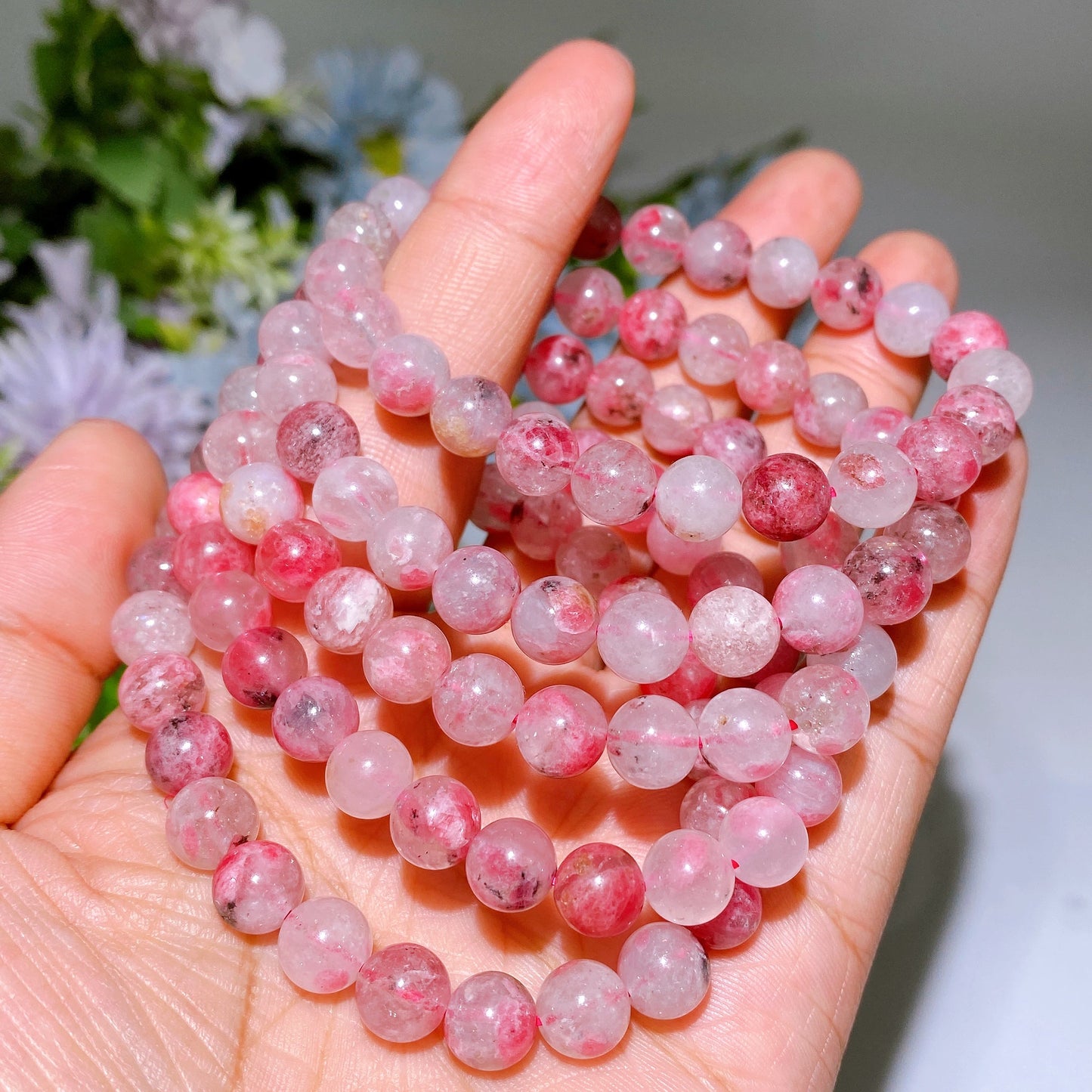 6-8mm Sakura Rhodonite Bracelet Crystal Healing Bulk Wholesale